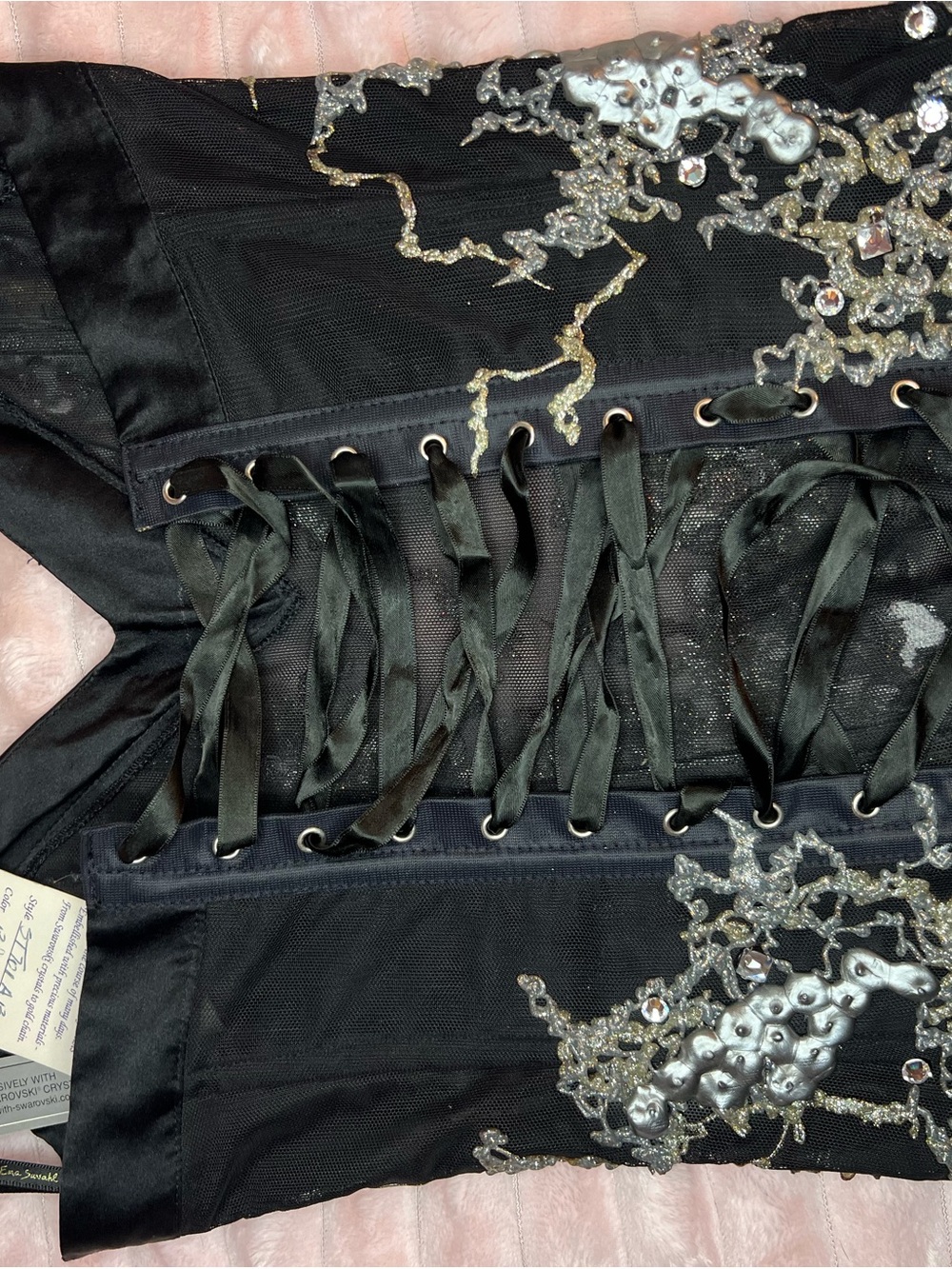 Ema Savahl One of a Kind Corset Top Swarovski Crystal Hand Painted Couture NWT - Picture 3 of 17